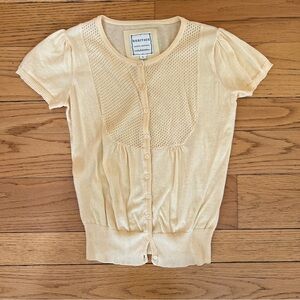 Yellow Short Sleeve Button-Up Cardigan